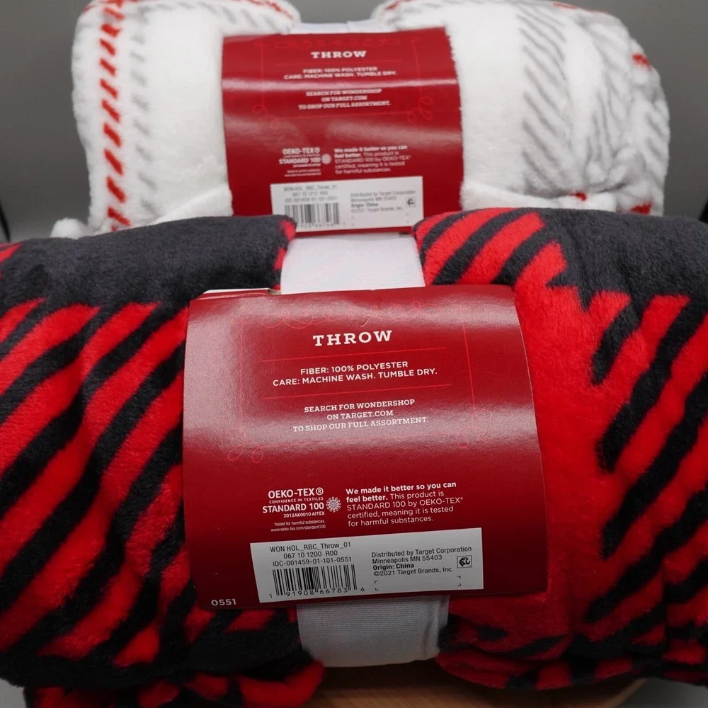 NEW Wondershop 2PC Throw Gift Blanket Christmas Holiday 50x60in Plaid Plush Soft